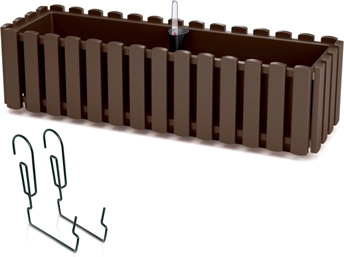Samozavlažovací závesný truhlík na zábradlie 58 cm hnedý BOARDEE FENCYCASE