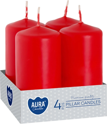 Červené adventné sviečky 80 × 40 mm – 4 ks