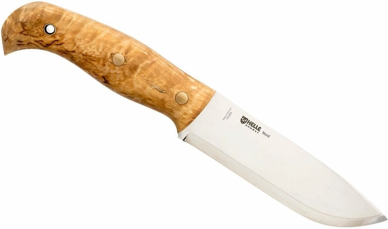 Helle Nord – vonkajší nôž 14,7 cm, kučeravá breza, kožené puzdro