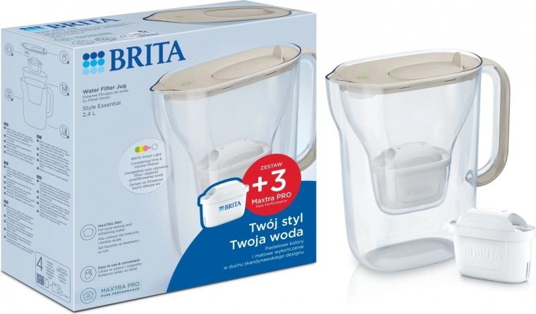 Filtračná kanvica BRITA Style Essential 2,4 l s 3 filtrami, piesková