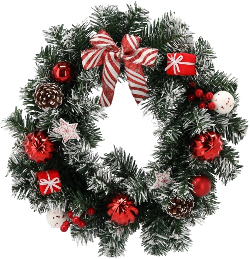 Vianočný veniec 40 cm bielo-červený
