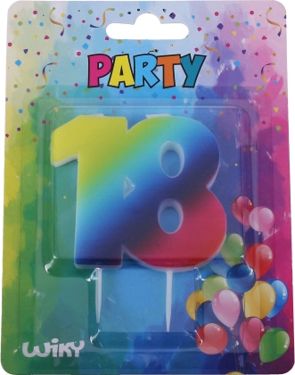 Narodeninová sviečka číslo 18 dúhová