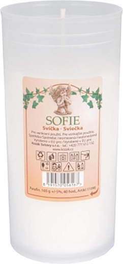 Náhradná cintorínska sviečka 12 cm, 150 g, biela, 45 hodín horenia