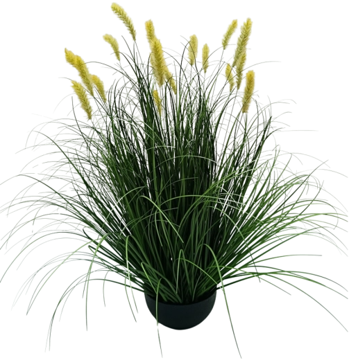Umelá okrasná tráva Pennisetum v kvetináči žltá 70 cm