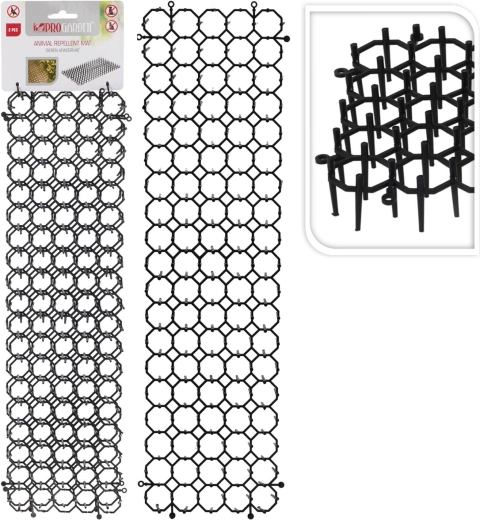 Podložka s hrotmi proti zvieratám, čierna, 48 × 13 × 3 cm, 2 ks