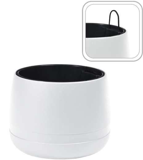 Závesný kvetináč Koma Waza 48 cm – biely polypropylén s vnútornou vložkou
