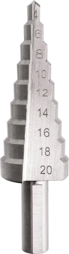 Stupňovitý vrták HSS 4–20 mm, 9 stupňov