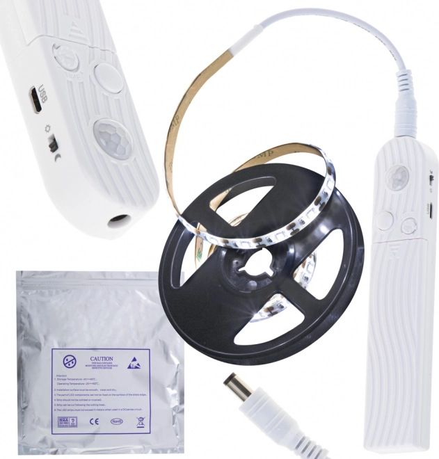 LED pásik so senzorom pohybu, 1 m, studená biela, napájanie USB/AAA