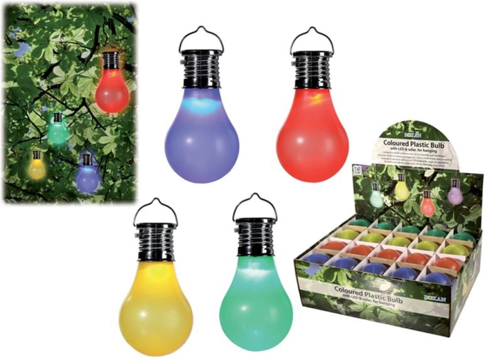Solárna závesná LED žiarovka z plastu 10 × 5 cm