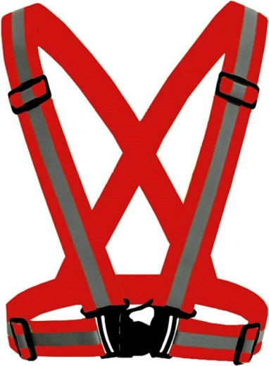 Ag590d reflexná vesta s postrojom červená