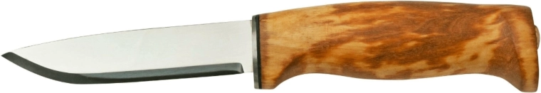 Helle Fjellkniven outdoorový nôž 12C27, čepeľ 9,8 cm, kučeravá breza, kožené puzdro