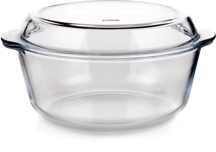 Sklenený okrúhly pekáč s vekom 4,1 l
