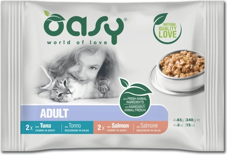Oasy kapsičky pre dospelé mačky v šťave – rybí výber 4×85 g
