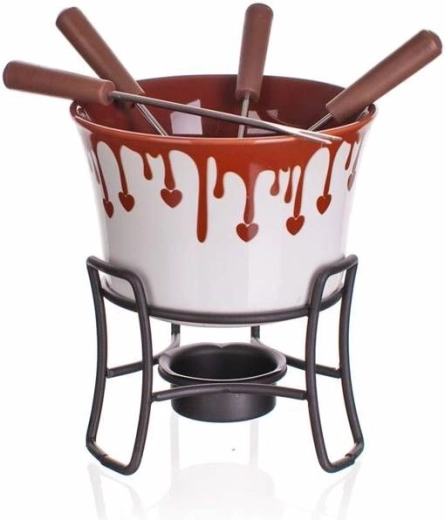 Čokoládová fondue sada Choco Dark, 6-dielna, keramická