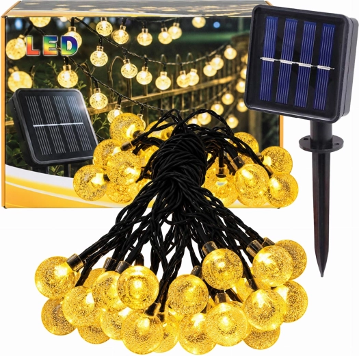 Solárna záhradná svetelná reťaz s guľôčkami, 50 LED, 7,5 m
