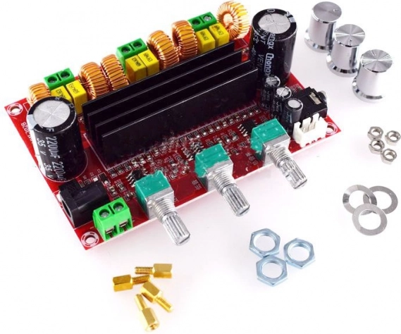 Výkonový zosilňovač 2.1 2x80W +100W (WOOFER) TPA3116D, 12V-24V TPA3116D2, Arduino