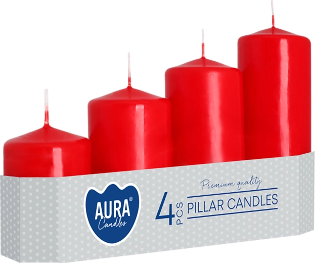 Červené adventné sviečky stupňovité 4,8 cm – 4 ks