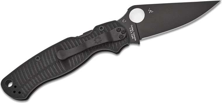 Zatvárací nôž Spyderco Para Military 2 Salt, čierny G-10, CPM MagnaCut, čierna čepeľ