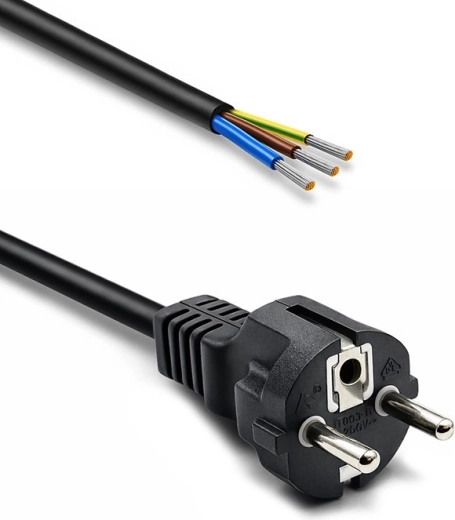 Napájací kábel Schuko CEE 7/7 (E/F) s odizolovanými pocínovanými vodičmi, 3×1,0 mm², 1,8 m