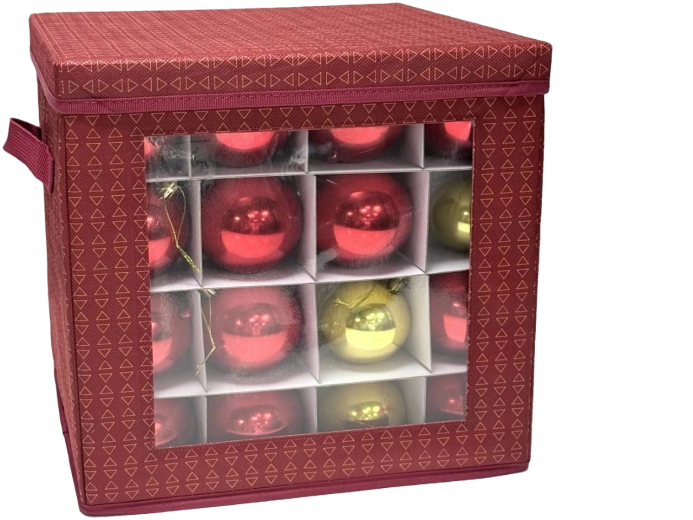 Organizér na uloženie vianočných ozdôb červený 33 × 33 × 33 cm - 1 kus