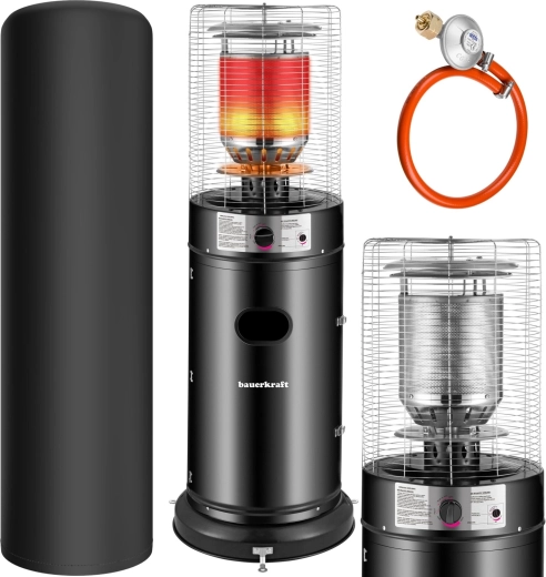 Plynový terasový ohrievač 11 kW so skleneným krytom, regulátorom, hadicou a obalom