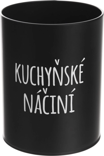 Čierny plechový stojan na kuchynské náčinie