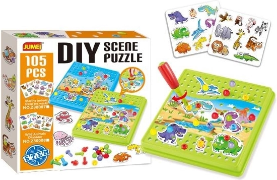 Konštrukčné puzzle so skrutkovačom (zvieratká), 105 dielikov - 1 kus