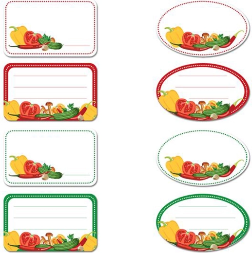 Samolepiace štítky na zaváraniny TORO, zelenina, 96 ks