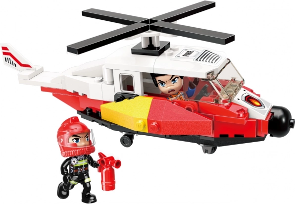 Záchranný vrtuľník QMAN MINE CITY FIRE LINE – stavebnica 91 dielikov