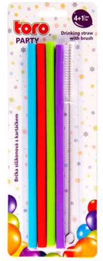 Silikónové slamky Toro 20 cm s kefkou (4 ks)