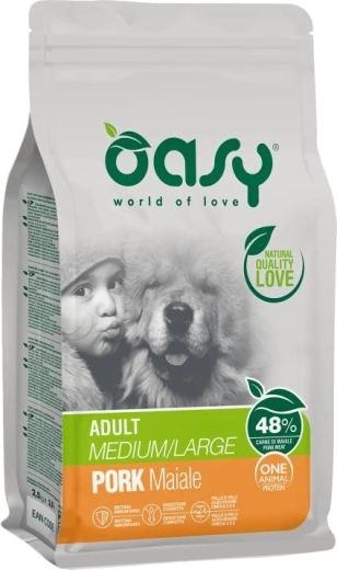 Oasy One Animal Protein granuly pre dospelé psy stredných a veľkých plemien – bravčové 2,5 kg