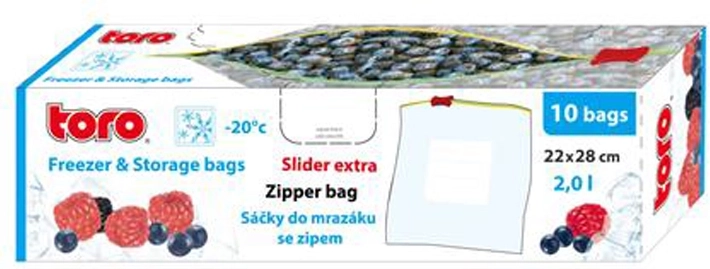 Potravinové vrecko na mrazenie TORO 2 l, zips, 10 ks