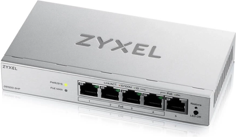 Zyxel GS1200-5HP v3 – 5-portový gigabitový PoE sieťovo spravovateľný switch