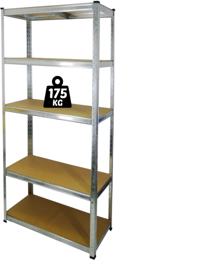 Kovový regál 5 políc 180 × 90 × 30 cm, nosnosť 175 kg na policu