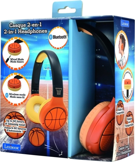 Detské Bluetooth slúchadlá 2v1 s basketbalovým dizajnom LEXIBOOK