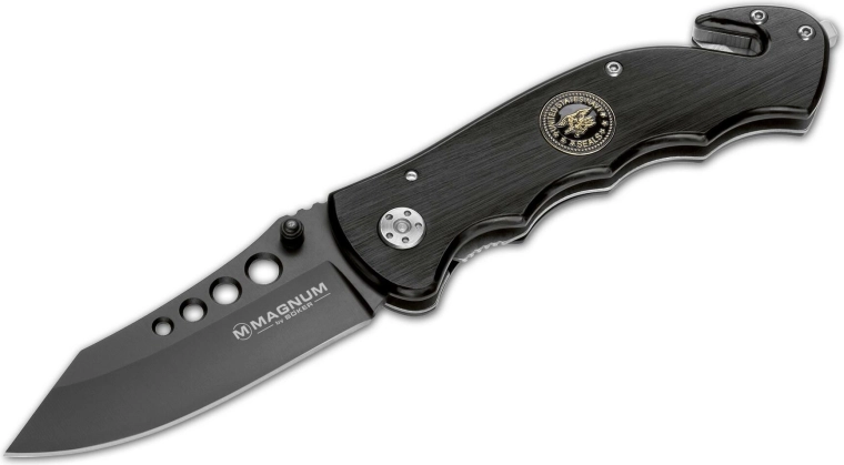 Magnum USN Seals záchranársky vreckový nôž 8 cm, čierny hliník