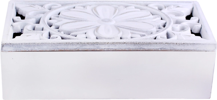 Drevená biela krabička s 3 prepážkami 23 × 11 × 7 cm