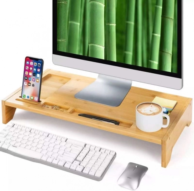 Bambusový stojan pod monitor s organizérom