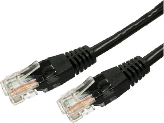 Sieťový kábel patchcord Cat.6 RJ45 UTP 0,5 m, čierny (balenie 10 ks)