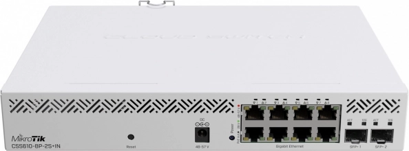 Sieťový PoE prepínač MIKROTIK s 8 portmi a 2× SFP+ 10 Gb/s
