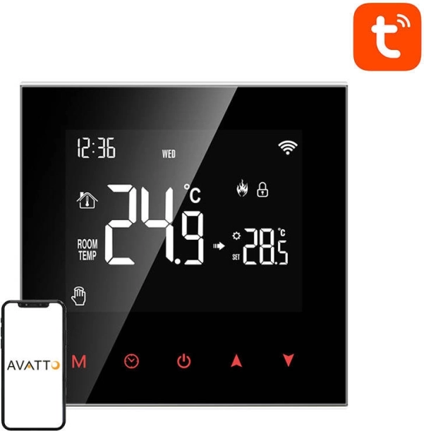 Inteligentný termostat pre teplovodné vykurovanie AVATTO so ZIGBEE a TUYA
