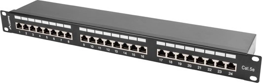 Patch panel 24 portov 1U kategórie 5E čierny tienený