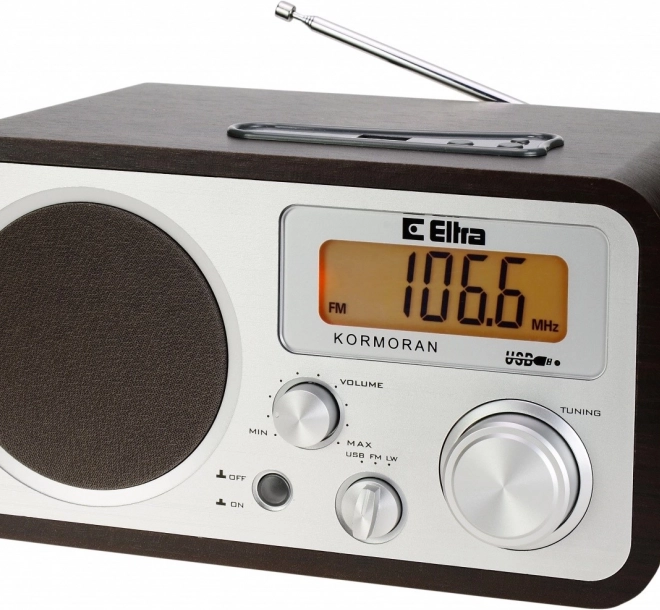 rádio kormoran fm/lw s usb, hnedé drevo