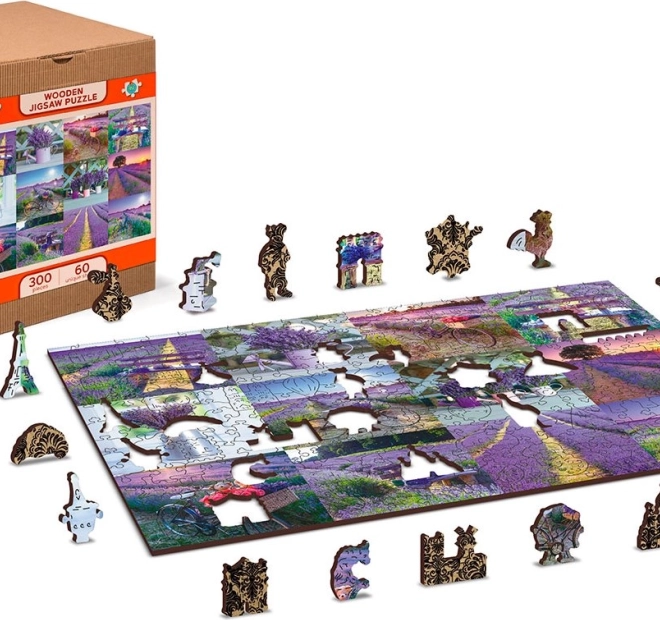 Drevené puzzle WOODEN CITY Levanduľové Francúzsko 2v1, 300 dielikov