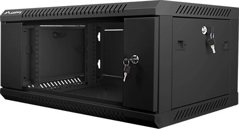 19'' 4U nástenná inštalačná skriňa 600X450mm (sklenené dvere) – Čierna