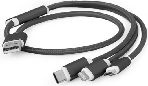 USB nabíjací kábel 3v1, 1 m, čierny