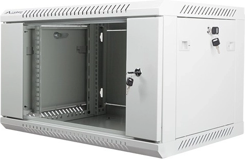 Nástenná skrinka 19'' 6U 600x450 mm Šedá s Presklenými Dverami