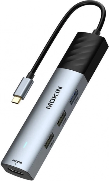 USB‑C hub 5 v 1 MOKiN s Power Delivery 100 W, strieborný