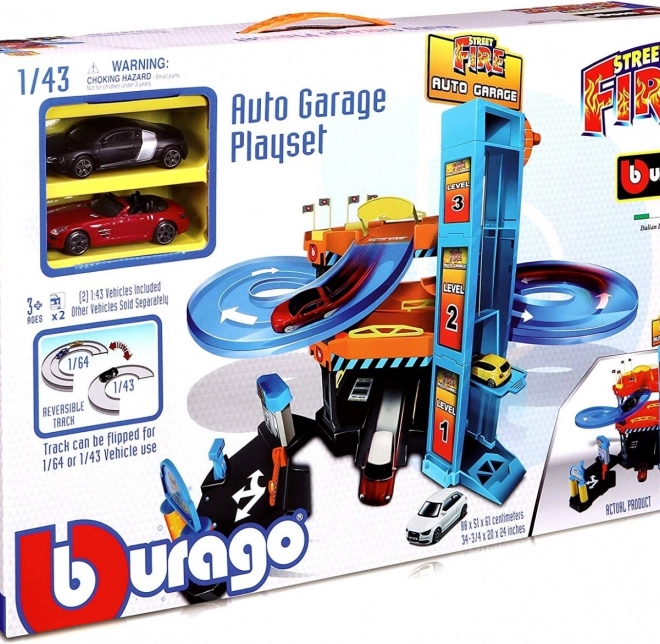 Bburago zjazdová auto garáž so zjazdom a výťahom 1:43
