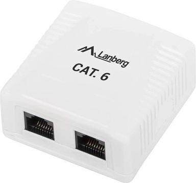 Biela nástenná zásuvka 2x RJ45 Lanberg Cat.6